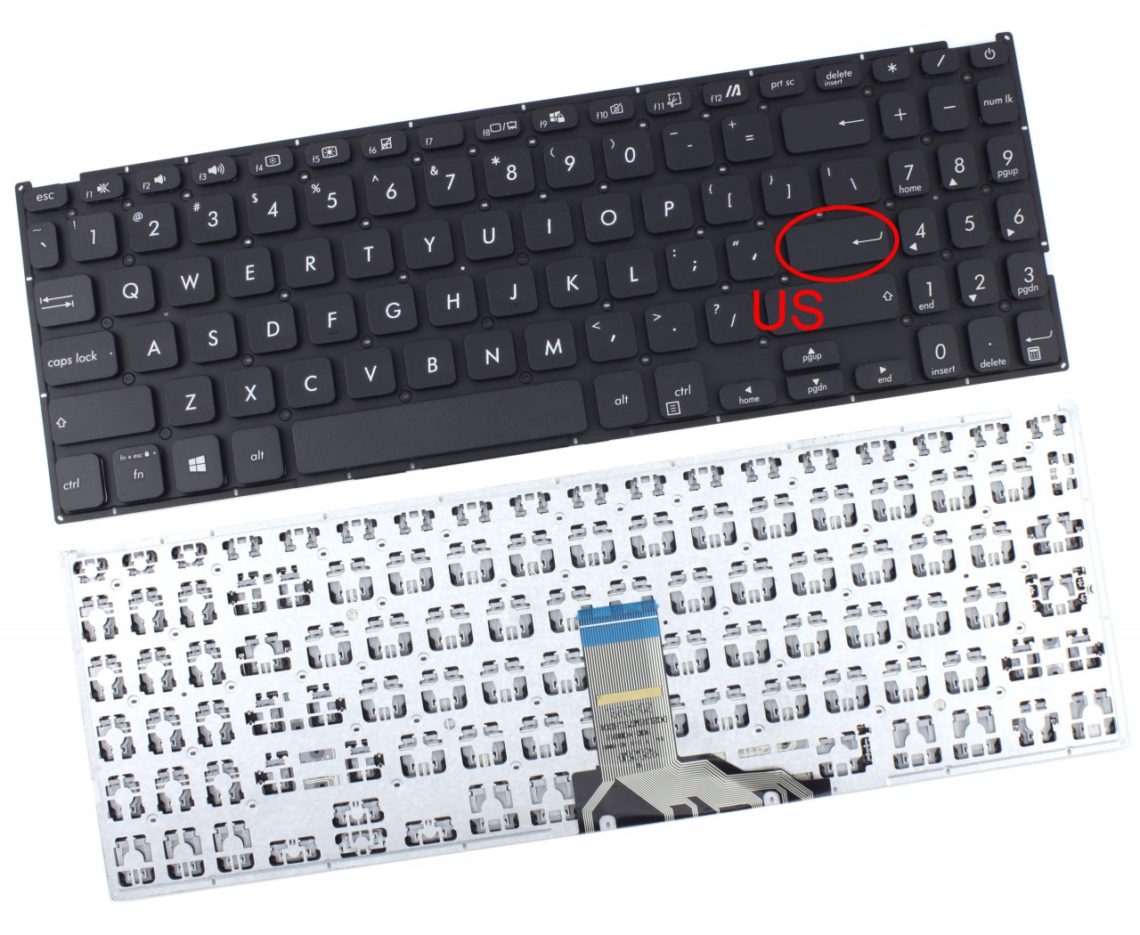 Tastatura Neagra Asus X515 layout US fara rama enter mic