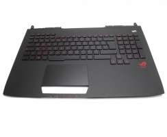 Tastatura Asus G751JM neagra cu Palmrest negru iluminata backlit. Keyboard Asus G751JM neagra cu Palmrest negru. Tastaturi laptop Asus G751JM neagra cu Palmrest negru. Tastatura notebook Asus G751JM neagra cu Palmrest negru
