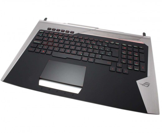 Tastatura Asus 90NB0D71-R30CB0 neagra cu Palmrest Negru Argintiu iluminata backlit. Keyboard Asus 90NB0D71-R30CB0 neagra cu Palmrest Negru Argintiu. Tastaturi laptop Asus 90NB0D71-R30CB0 neagra cu Palmrest Negru Argintiu. Tastatura notebook Asus 90NB0D71-R30CB0 neagra cu Palmrest Negru Argintiu