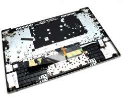 Tastatura Lenovo AM1710002A0KCS2 Gri cu Palmrest Argintiu si TouchPad iluminata backlit
