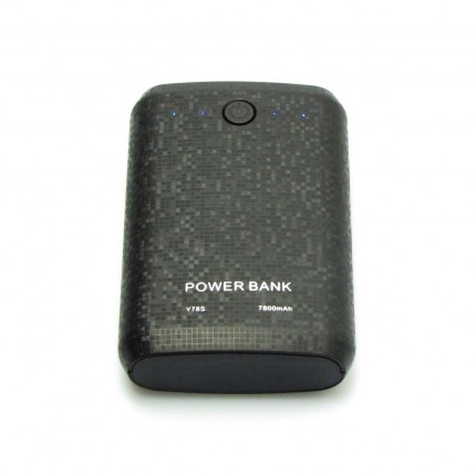 Acumulator Extern PWR 7800 mAh Powerbank cu Indicator Nivel Lanterna LED si Carcasa Plastic Model Disco Mozaic