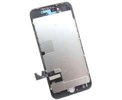 Display iPhone SE 2020 A2296 Complet, cu tablita metalica pe spate, conector pentru amprenta si ornamente camera si casca.
