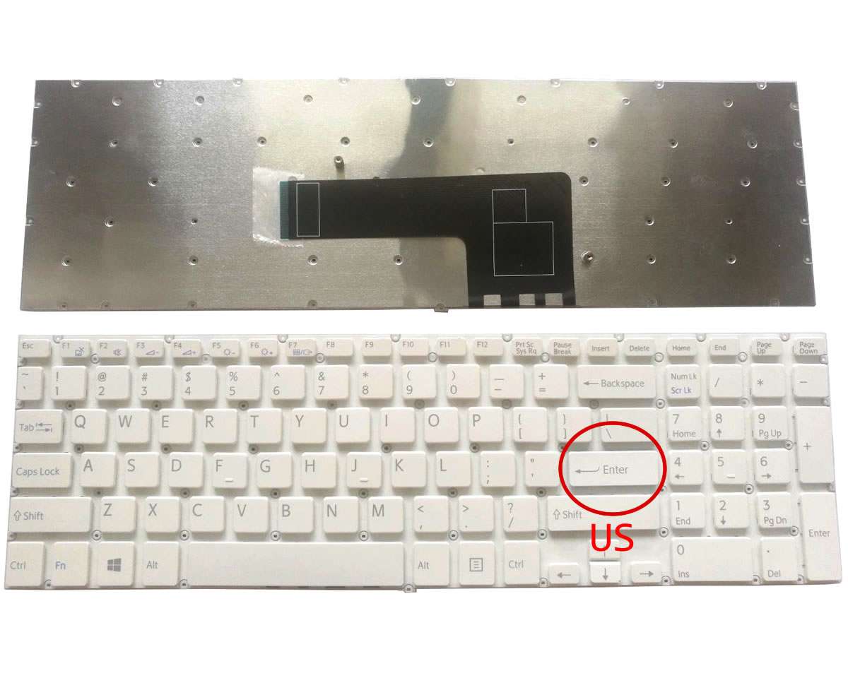Tastatura Sony Vaio SVF153 layout US fara rama enter mic alba imagine 2021 powerlaptop.ro