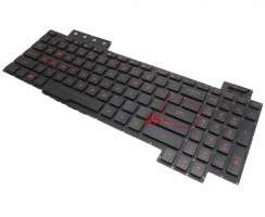 Tastatura Asus TUF Gaming FX504GM-ES74 neagra cu iluminare rosie pe marginea tastelor iluminata. Keyboard Asus TUF Gaming FX504GM-ES74. Tastaturi laptop Asus TUF Gaming FX504GM-ES74. Tastatura notebook Asus TUF Gaming FX504GM-ES74