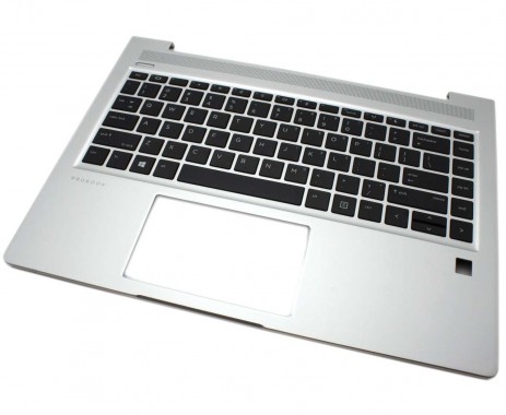 Tastatura HP ProBook 445 G6 Neagra cu Palmrest Argintiu iluminata backlit. Keyboard HP ProBook 445 G6 Neagra cu Palmrest Argintiu. Tastaturi laptop HP ProBook 445 G6 Neagra cu Palmrest Argintiu. Tastatura notebook HP ProBook 445 G6 Neagra cu Palmrest Argintiu
