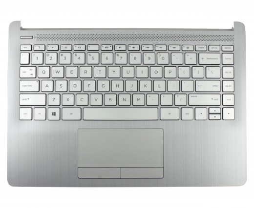 Tastatura HP 14-DK Argintie cu Palmrest Argintiu si TouchPad. Keyboard HP 14-DK Argintie cu Palmrest Argintiu si TouchPad. Tastaturi laptop HP 14-DK Argintie cu Palmrest Argintiu si TouchPad. Tastatura notebook HP 14-DK Argintie cu Palmrest Argintiu si TouchPad