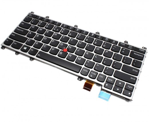 Tastatura Lenovo 14P3UA171GBPE9 neagra cu rama argintie iluminata backlit. Keyboard Lenovo 14P3UA171GBPE9 neagra cu rama argintie. Tastaturi laptop Lenovo 14P3UA171GBPE9 neagra cu rama argintie. Tastatura notebook Lenovo 14P3UA171GBPE9 neagra cu rama argintie