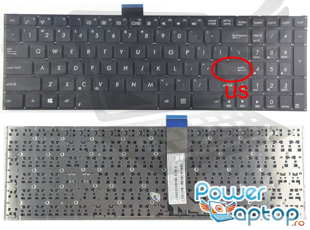 Tastatura Asus X502 layout US fara rama enter mic