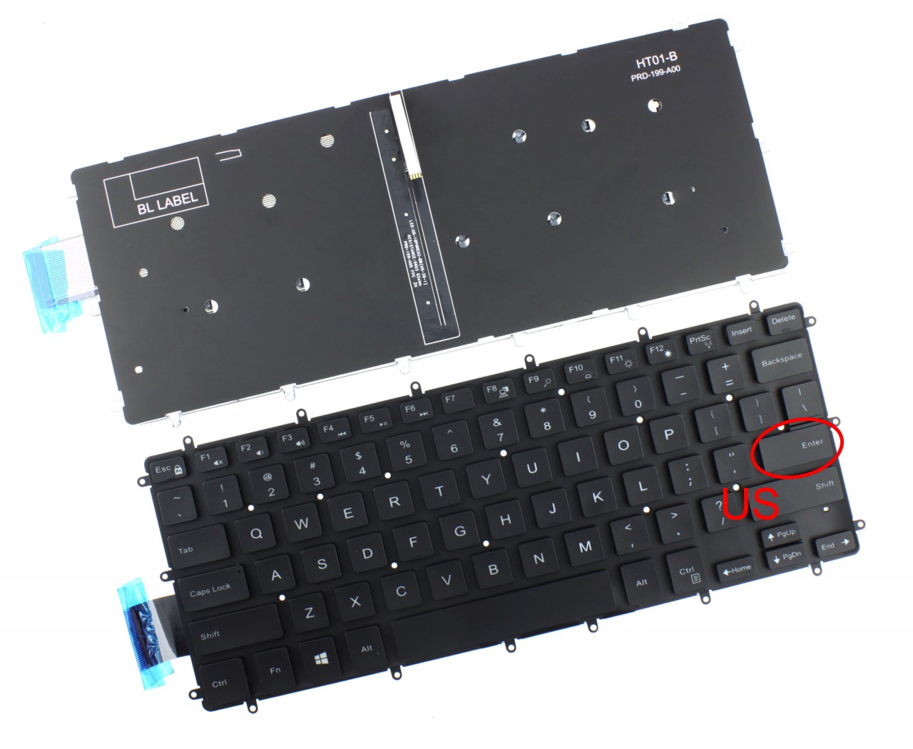 Tastatura Dell CN-0H4XRJ iluminata layout US fara rama enter mic CN-0H4XRJ