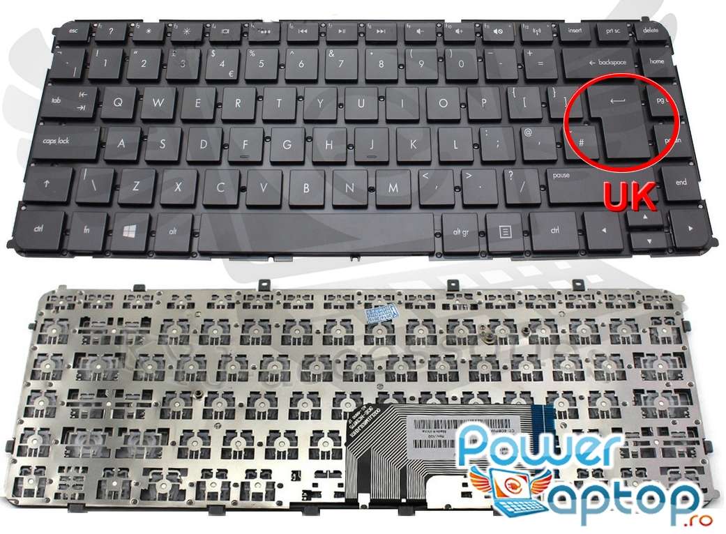 Tastatura HP Envy 6 1000 series layout UK fara rama enter mare imagine powerlaptop.ro 2021