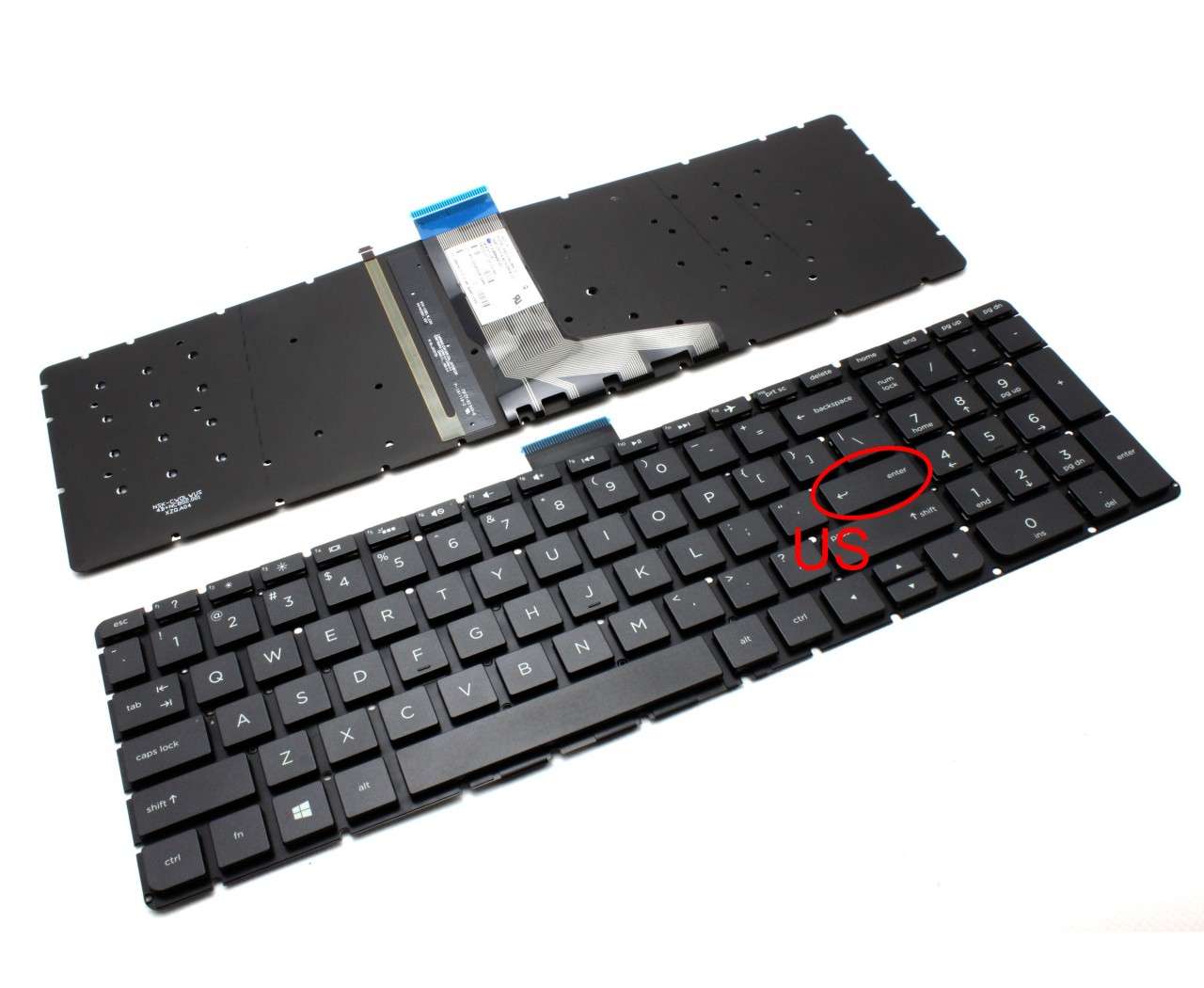 Tastatura HP NSK-CWCBW iluminata layout US fara rama enter mic Compaq