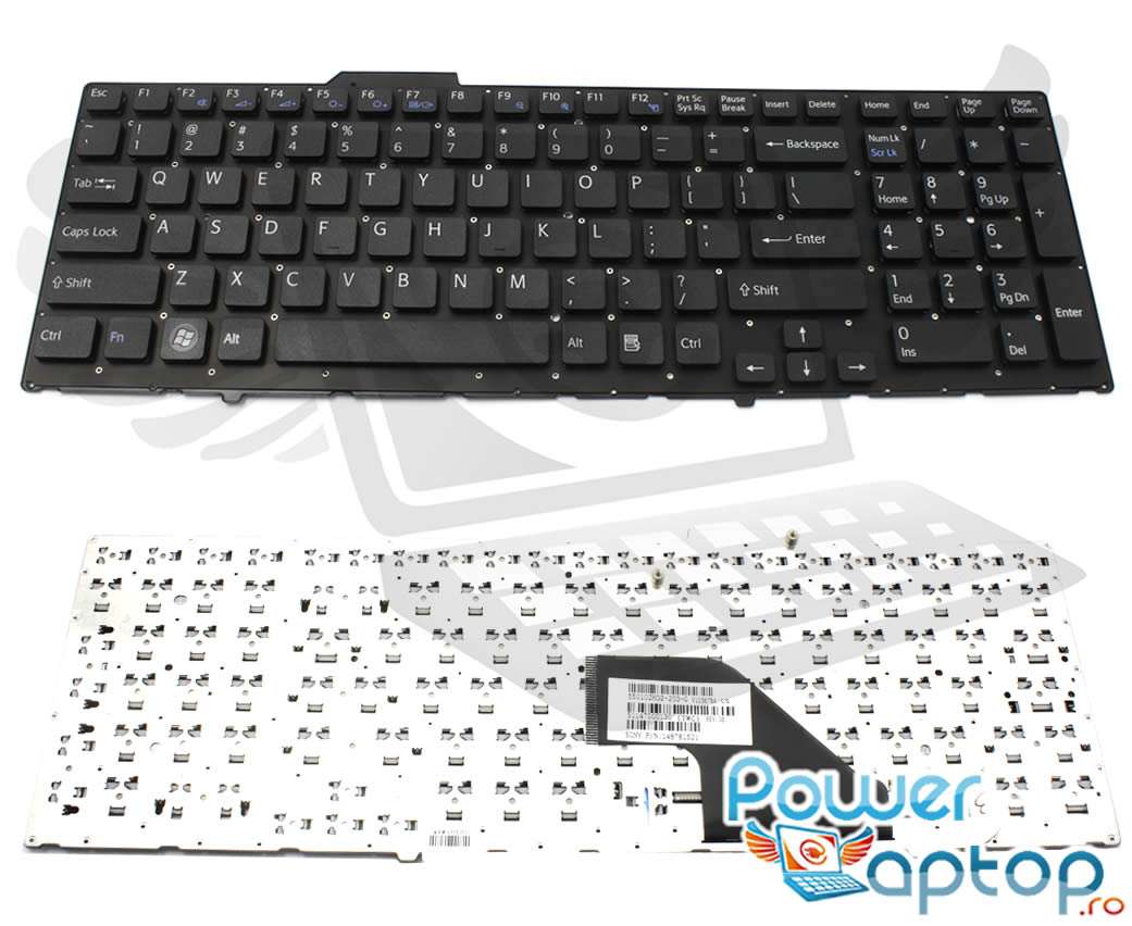 Tastatura neagra Sony Vaio VPCF121FX layout US fara rama enter mic powerlaptop.ro