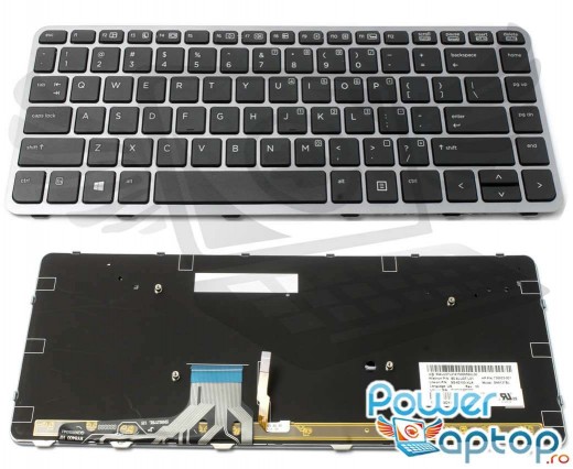 Tastatura HP EliteBook Folio 1040 G2 rama gri iluminata backlit. Keyboard HP EliteBook Folio 1040 G2 rama gri. Tastaturi laptop HP EliteBook Folio 1040 G2 rama gri. Tastatura notebook HP EliteBook Folio 1040 G2 rama gri