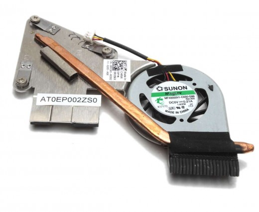 Cooler laptop Dell  AT0EP002ZS0 cu heatpipe. Ventilator procesor Dell  AT0EP002ZS0. Sistem racire laptop Dell  AT0EP002ZS0