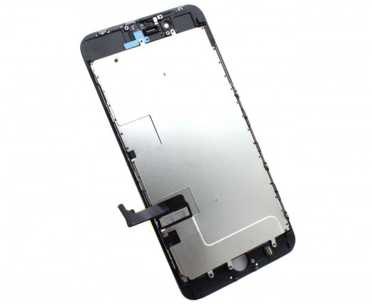 Display iPhone 8 Plus Complet, cu tablita metalica pe spate, conector pentru amprenta si ornamente camera si casca.