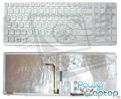 Tastatura Sony Vaio SVE15127CAB alba iluminata backlit. Keyboard Sony Vaio SVE15127CAB alba iluminata backlit. Tastaturi laptop Sony Vaio SVE15127CAB alba iluminata backlit. Tastatura notebook Sony Vaio SVE15127CAB alba iluminata backlit