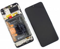 Ansamblu Display LCD + Touchscreen Huawei  Y6P 2020 MED-LX9N Display Original Service Pack cu Rama Black Negru . Ecran + Digitizer Huawei  Y6P 2020 MED-LX9N Display Original Service Pack cu Rama Black Negru
