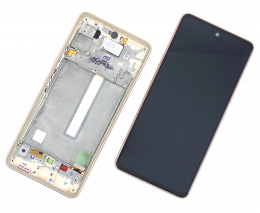 Ansamblu Display LCD + Touchscreen Original Service Pack Samsung Galaxy A53 5G A536 cu Rama Display Original Service Pack Portocaliu Auriu. Ecran + Digitizer Original Service Pack Samsung Galaxy A53 5G A536 cu Rama Display Original Service Pack Portocaliu Auriu