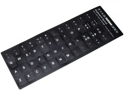 Sticker tastatura laptop layout Italiana negru. Sticker taste laptop layout Italiana negru