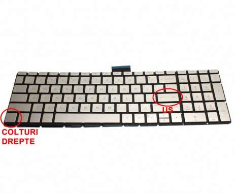 Tastatura HP  15-bw001AX Champagne iluminata. Keyboard HP  15-bw001AX. Tastaturi laptop HP  15-bw001AX. Tastatura notebook HP  15-bw001AX