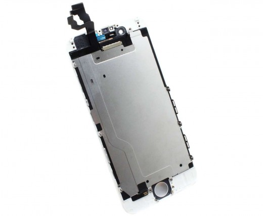 Display iPhone 6 Complet, cu tablita metalica pe spate, conector pentru amprenta si ornamente camera si casca.