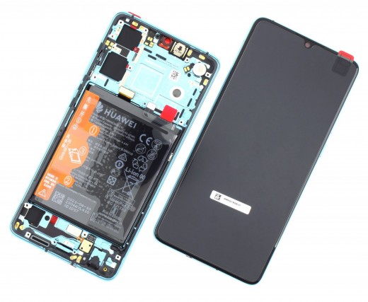 Ansamblu Display LCD + Touchscreen Huawei P30 Display Original Service Pack cu Rama Aurora Blue . Ecran + Digitizer Huawei P30 Display Original Service Pack cu Rama Aurora Blue