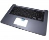 Tastatura Asus 90NB0FM1-R30280 neagra cu Palmrest Albastru iluminata backlit. Keyboard Asus 90NB0FM1-R30280 neagra cu Palmrest Albastru. Tastaturi laptop Asus 90NB0FM1-R30280 neagra cu Palmrest Albastru. Tastatura notebook Asus 90NB0FM1-R30280 neagra cu Palmrest Albastru