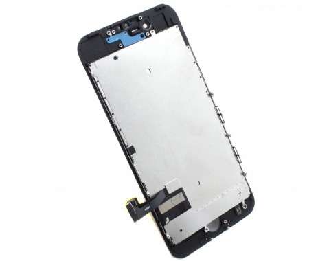 Display iPhone 7 Complet, cu tablita metalica pe spate, conector pentru amprenta si ornamente camera si casca.