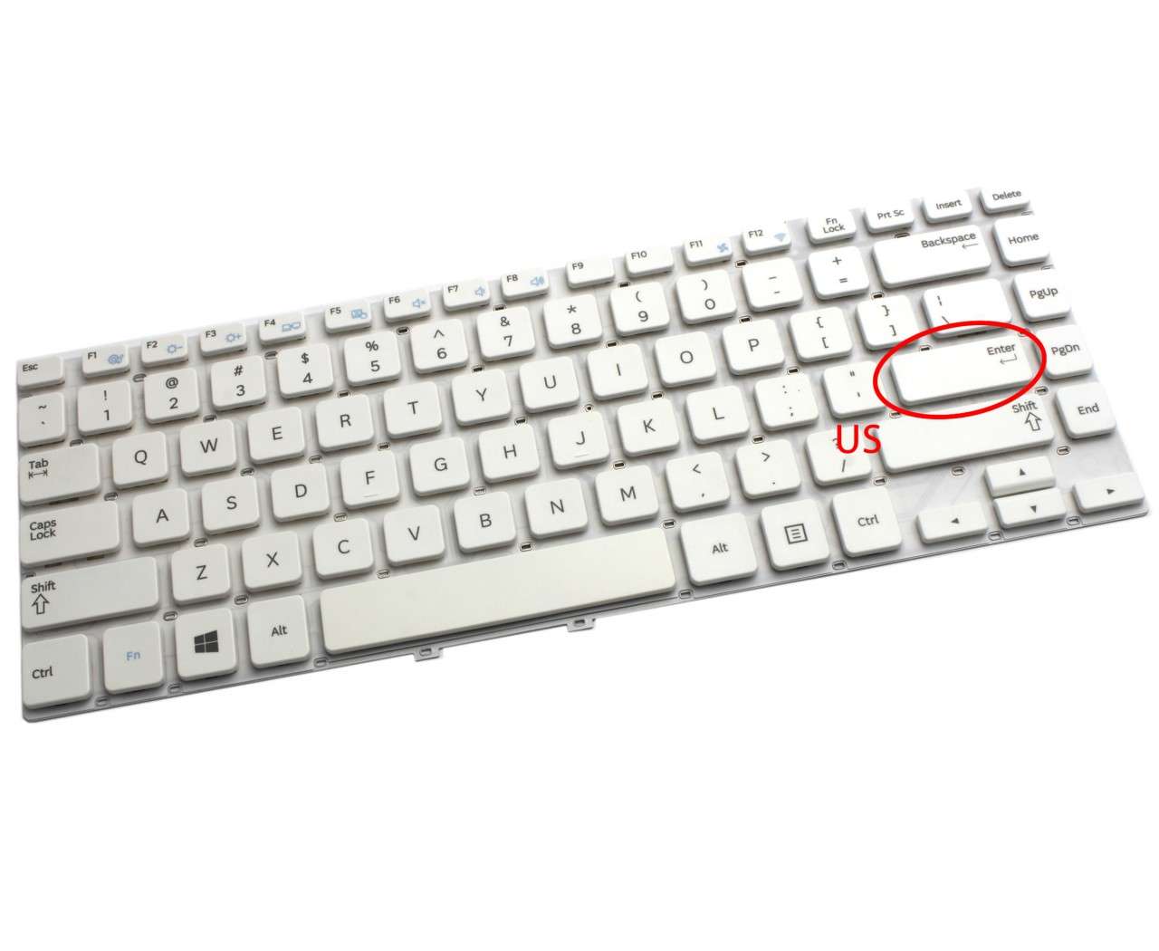 Tastatura alba Samsung NP350V4X layout US fara rama enter mic alba