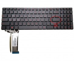 Tastatura neagra Asus  PK13183315S iluminata layout US fara rama enter mic