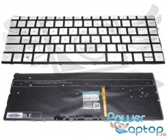 Tastatura HP Pavilion 13-AN argintie iluminata backlit. Keyboard HP Pavilion 13-AN argintie. Tastaturi laptop HP Pavilion 13-AN argintie. Tastatura notebook HP Pavilion 13-AN argintie