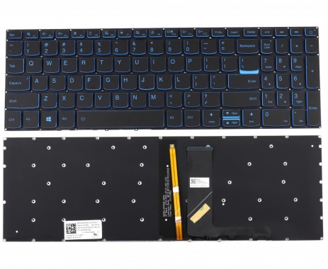 Tastatura Lenovo SN20M61485 Neagra cu margini albastre iluminata backlit. Keyboard Lenovo SN20M61485 Neagra cu margini albastre. Tastaturi laptop Lenovo SN20M61485 Neagra cu margini albastre. Tastatura notebook Lenovo SN20M61485 Neagra cu margini albastre