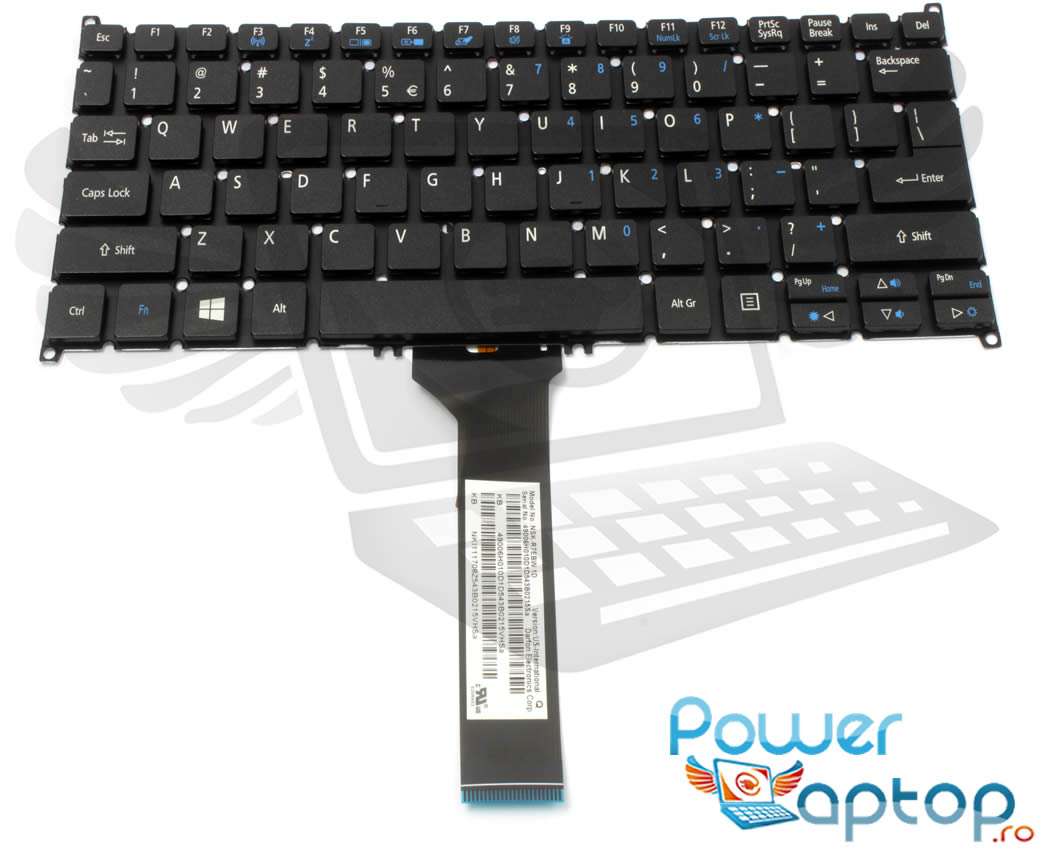 Tastatura Acer Aspire ES1 111M iluminata layout US fara rama enter mic Acer