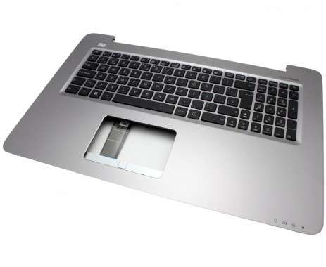 Tastatura Asus 39XK9TCJN60 neagra cu Palmrest argintiu. Keyboard Asus 39XK9TCJN60 neagra cu Palmrest argintiu. Tastaturi laptop Asus 39XK9TCJN60 neagra cu Palmrest argintiu. Tastatura notebook Asus 39XK9TCJN60 neagra cu Palmrest argintiu