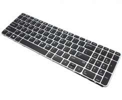 Tastatura HP HPM14N5 Neagra cu Rama Argintie iluminata backlit. Keyboard HP HPM14N5 Neagra cu Rama Argintie. Tastaturi laptop HP HPM14N5 Neagra cu Rama Argintie. Tastatura notebook HP HPM14N5 Neagra cu Rama Argintie