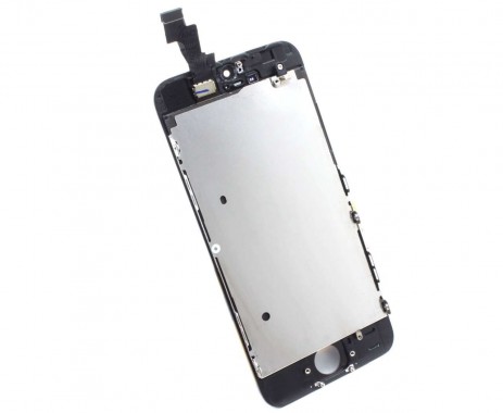 Display iPhone 5S 5SE Complet, cu tablita metalica pe spate, conector pentru amprenta si ornamente camera si casca.