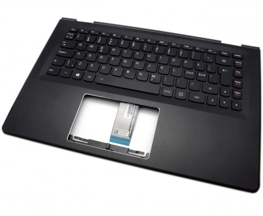 Tastatura Lenovo Yoga 500-14IHW Neagra cu Palmrest negru iluminata backlit. Keyboard Lenovo Yoga 500-14IHW Neagra cu Palmrest negru. Tastaturi laptop Lenovo Yoga 500-14IHW Neagra cu Palmrest negru. Tastatura notebook Lenovo Yoga 500-14IHW Neagra cu Palmrest negru