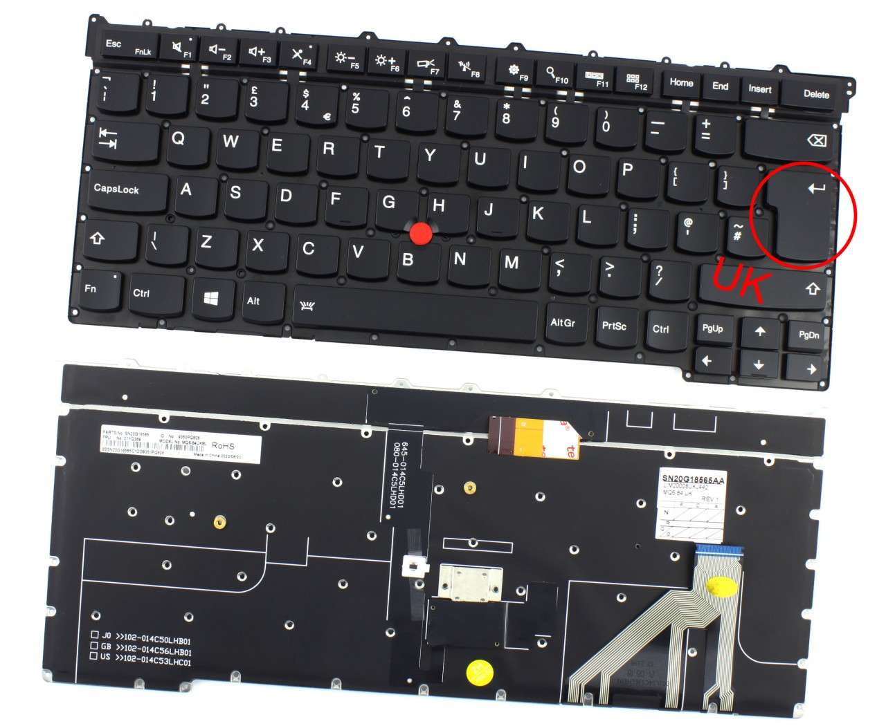 Tastatura Lenovo SN20G18565 iluminata layout UK fara rama enter mare enter