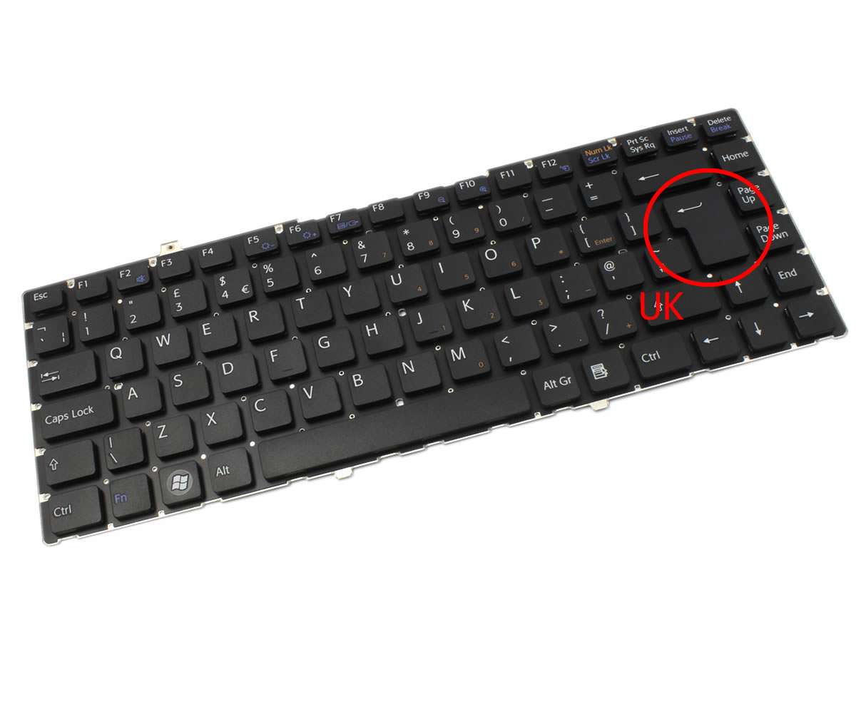 Tastatura neagra Sony Vaio VGN FW21E layout UK fara rama enter mare