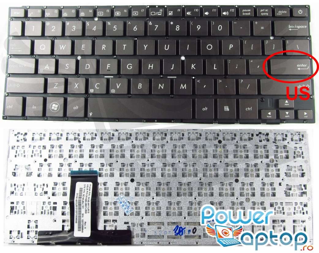 Tastatura Asus Zenbook UX32A layout US fara rama enter mic maro champagne