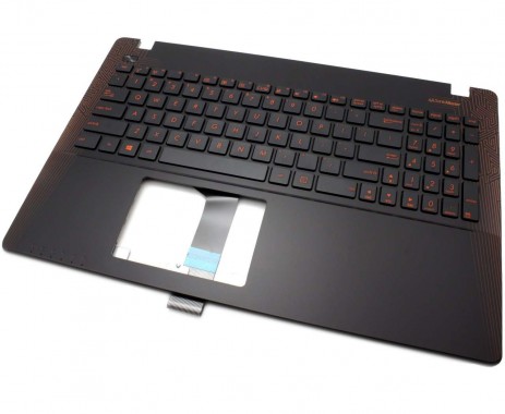 Tastatura Asus  X550J rosie cu Palmrest negru-rosu. Keyboard Asus  X550J rosie cu Palmrest negru-rosu. Tastaturi laptop Asus  X550J rosie cu Palmrest negru-rosu. Tastatura notebook Asus  X550J rosie cu Palmrest negru-rosu
