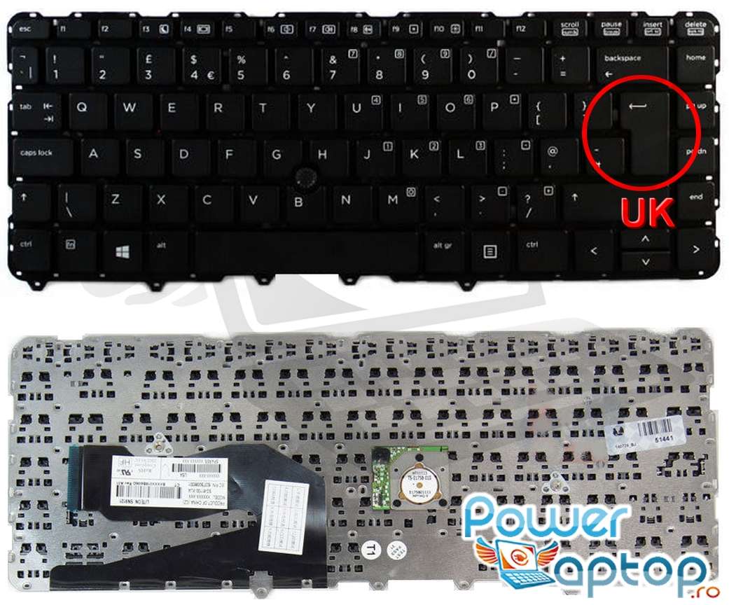 Tastatura HP EliteBook 840 G1 layout UK fara rama enter mare HP imagine noua reconect.ro